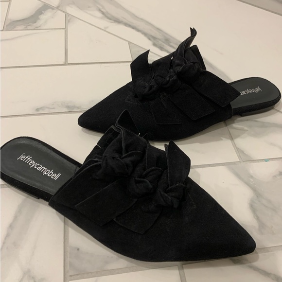 Jeffrey Campbell Black Suede Triple Knotted Mule Size 8 - Picture 2 of 7